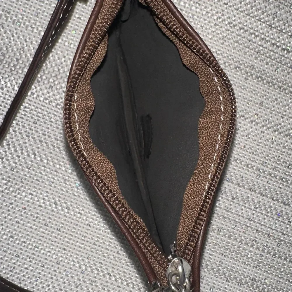 DANILOS Chestnut Brown Genuine Leather Wristlet Pouch Wallet